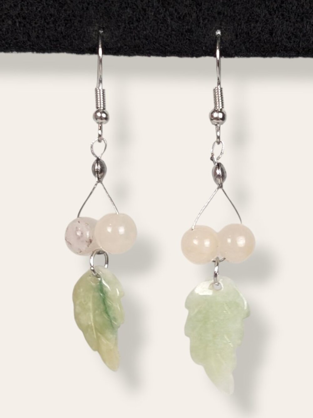 Natural White Nephrite Jade & Green Jadeite Demi Parure - Picture 7 of 9